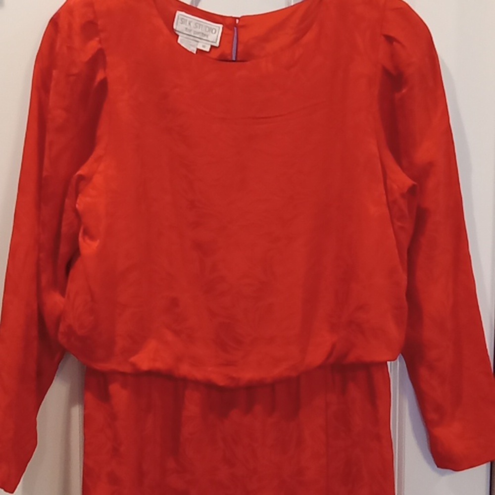 Silk Studio Women's Red Long Sleeve Dress - Picture 3 of 7